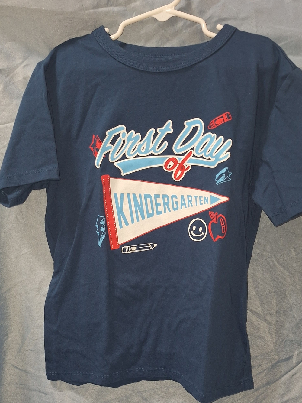 Place Navy 'First Day of Kindergarten' Graphic Tee with Red & Light Blue Accents